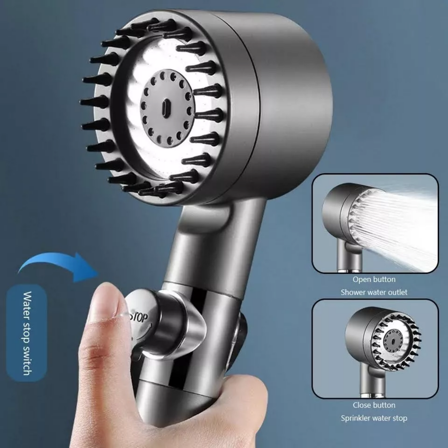 🚿 PowerFlow™ Cabezal Ducha Alta Presión Ajustable