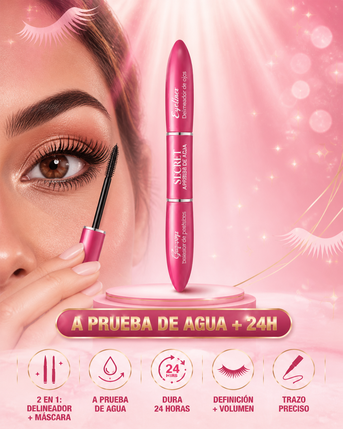 FlowSec™️  MASCARA PESTAÑAS CON DELINEADOR 2X1