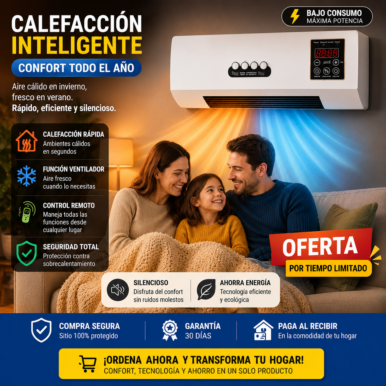ClimaPro™  🧊 🔥Calefactor Con Ventilador De Pared