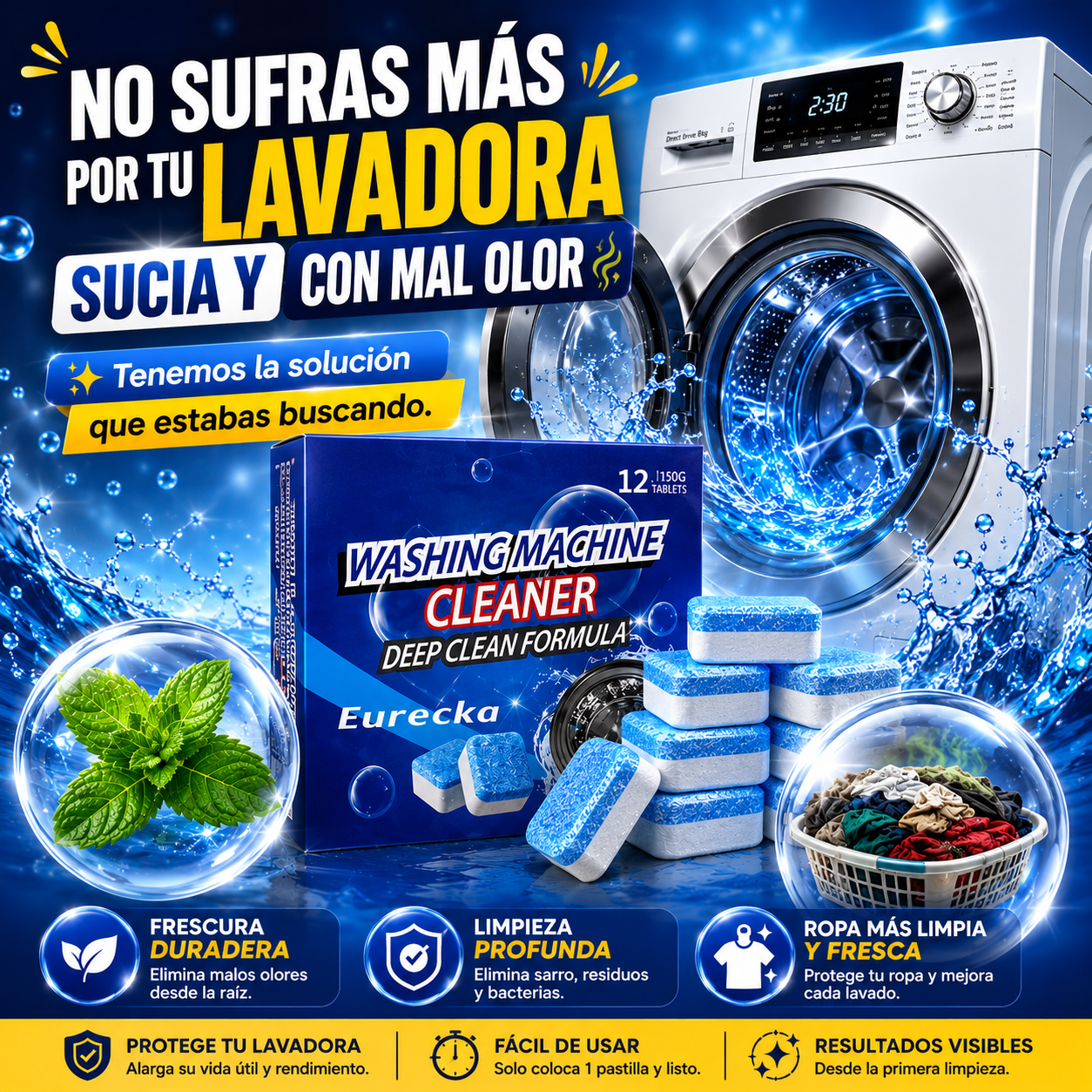 LavaFresh ™🧼 LIMPIADOR DE TAMBOR X24 Unidades 2 Caja
