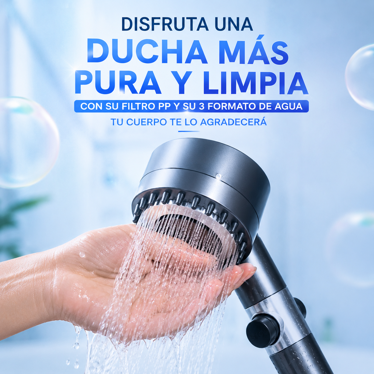 🚿 PowerFlow™ Cabezal Ducha Alta Presión Ajustable